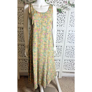 90s Y2K Rabbit Rabbit Rabbit Design Women’s Floral Sleeveless Midi Dress 8P